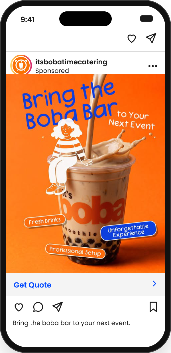 Bring the boba bar Meta ad on Instagram